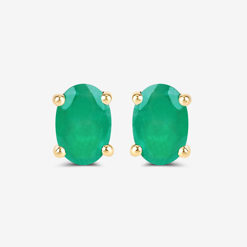 0.88 Carat Genuine Zambian Emerald 10K Yellow Gold Earrings by Bids.com