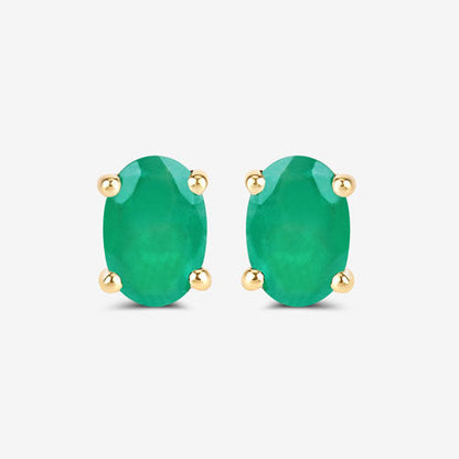0.88 Carat Genuine Zambian Emerald 10K Yellow Gold Earrings by Bids.com