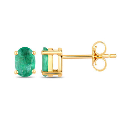 0.88 Carat Genuine Zambian Emerald 10K Yellow Gold Earrings by Bids.com