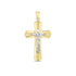 14k Two Tone Gold High Polish Diamond Cut Cross Pendant by Bids.com