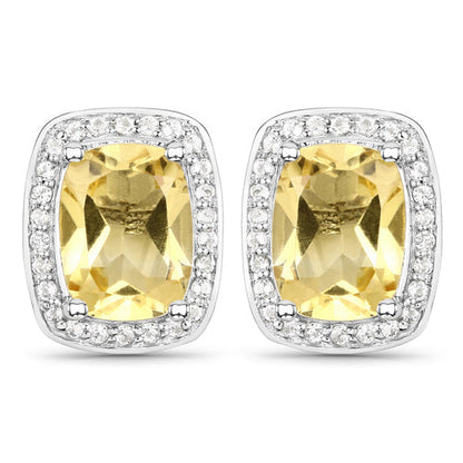 2.81 Carat Genuine Citrine and White Topaz .925 Sterling Silver Earrings by Bids.com