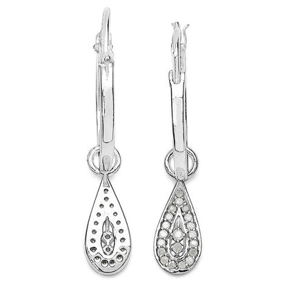 0.28 Carat Genuine White Diamond .925 Sterling Silver Earrings by Bids.com