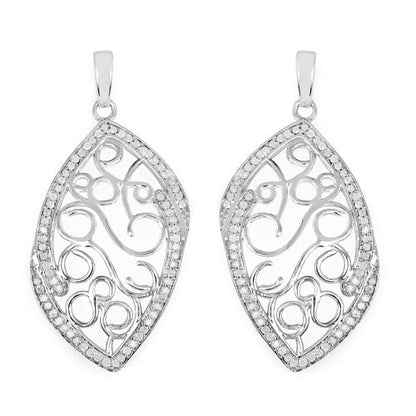 0.73 Carat Genuine White Diamond .925 Sterling Silver Earrings by Bids.com