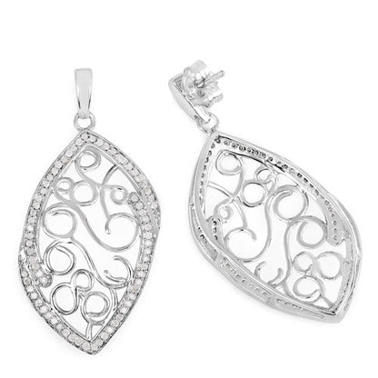 0.73 Carat Genuine White Diamond .925 Sterling Silver Earrings by Bids.com