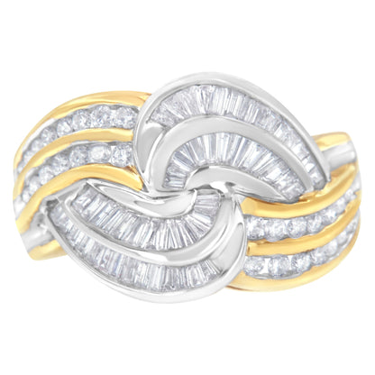 10KT Two-Toned Gold Diamond Bypass Ring (1 cttw, H-I Color, SI1-SI2 Clarity) by Bids.com