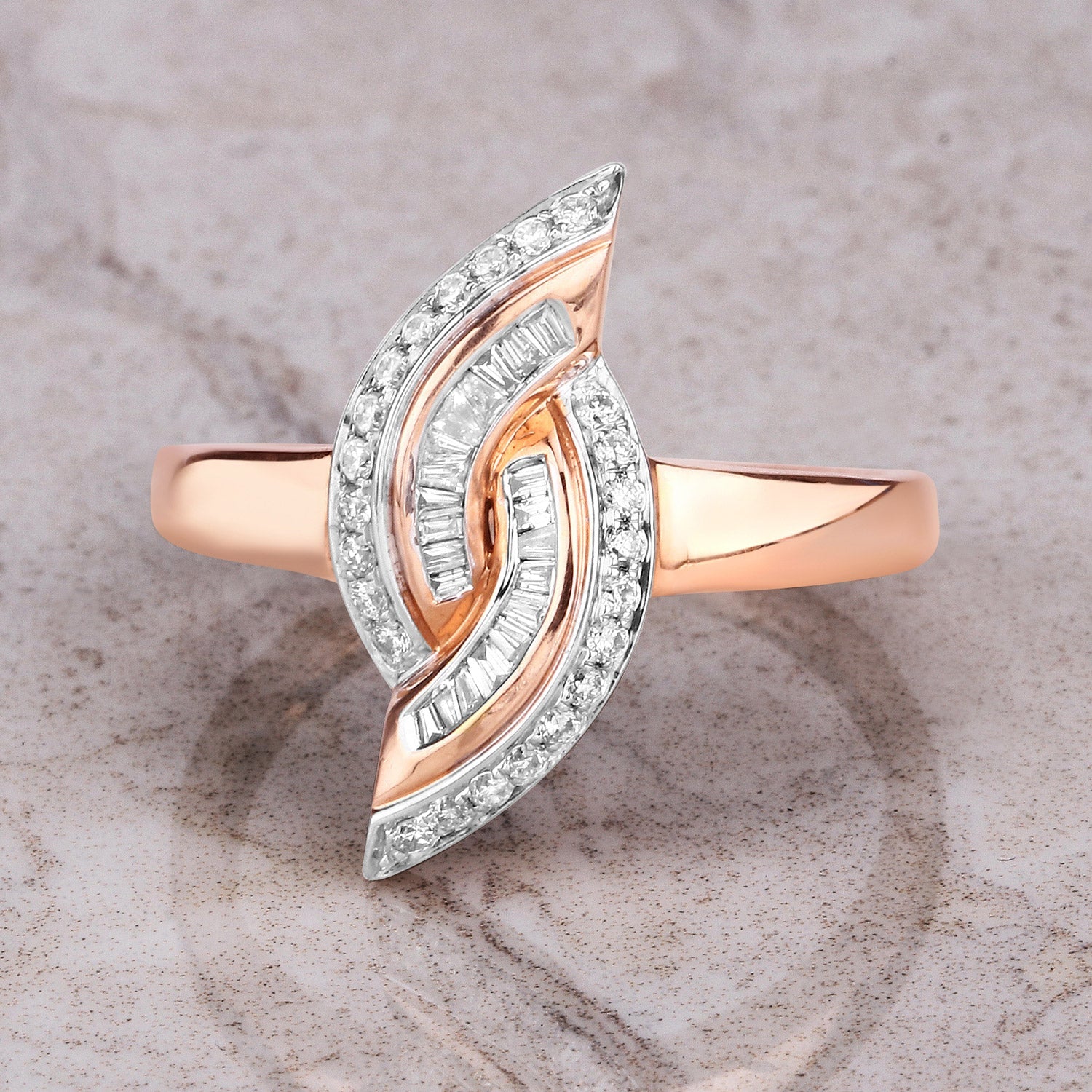 0.29 Carat Genuine White Diamond 14K Rose Gold Ring (E-F Color, SI1-SI2 Clarity) by Bids.com