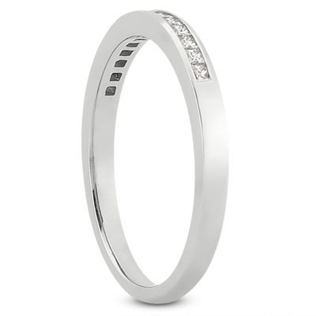 14k White Gold Channel Set Princess Diamond Wedding Ring Band by Bids.com