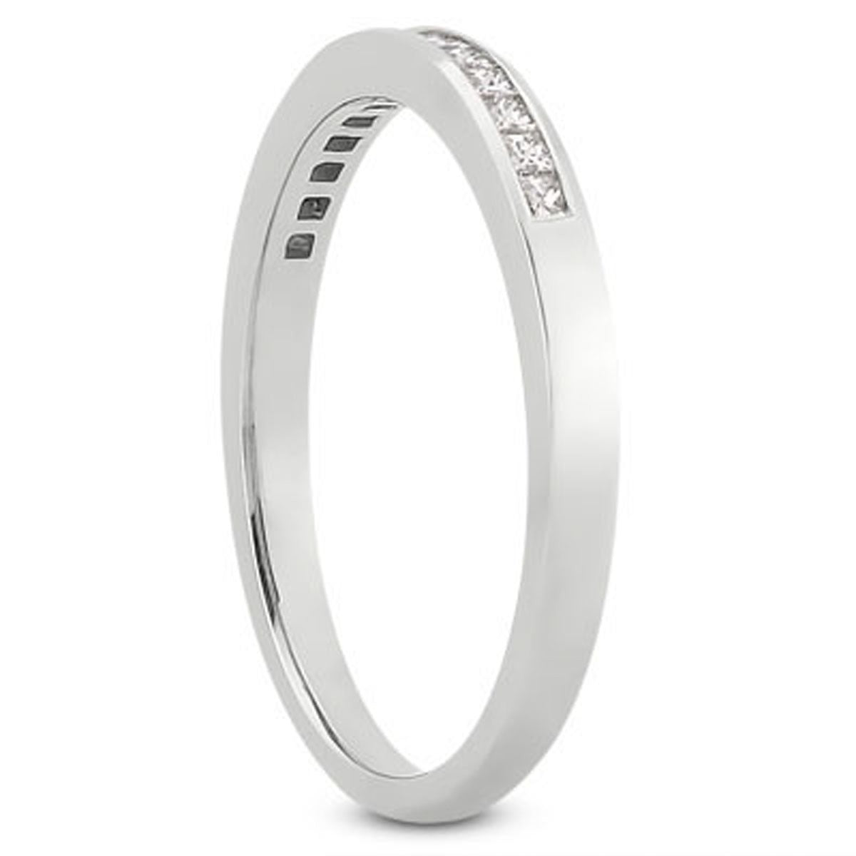 14k White Gold Channel Set Princess Diamond Wedding Ring Band by Bids.com