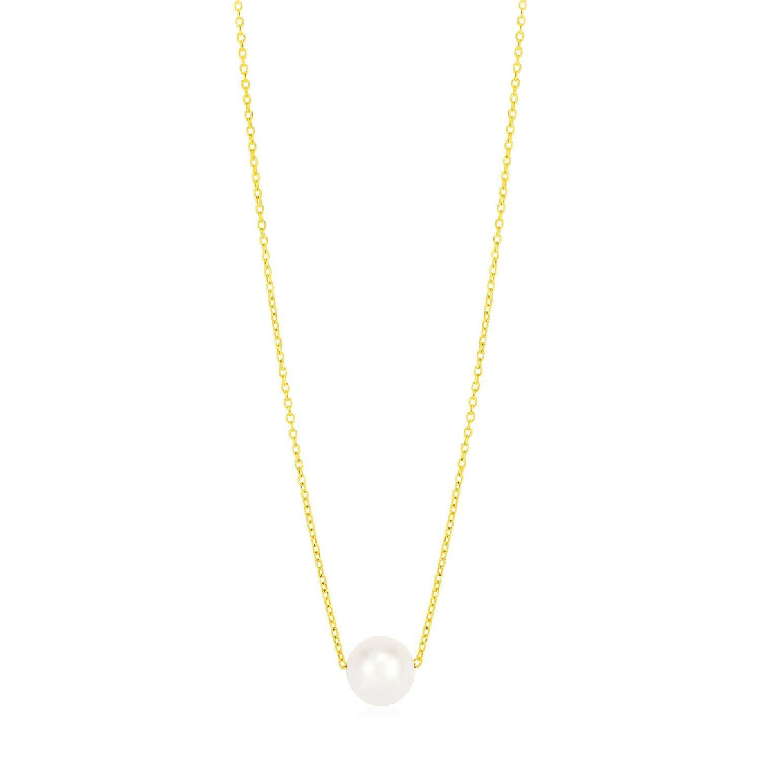 14k Yellow Gold Pearl Solitaire Necklace  DestGlow