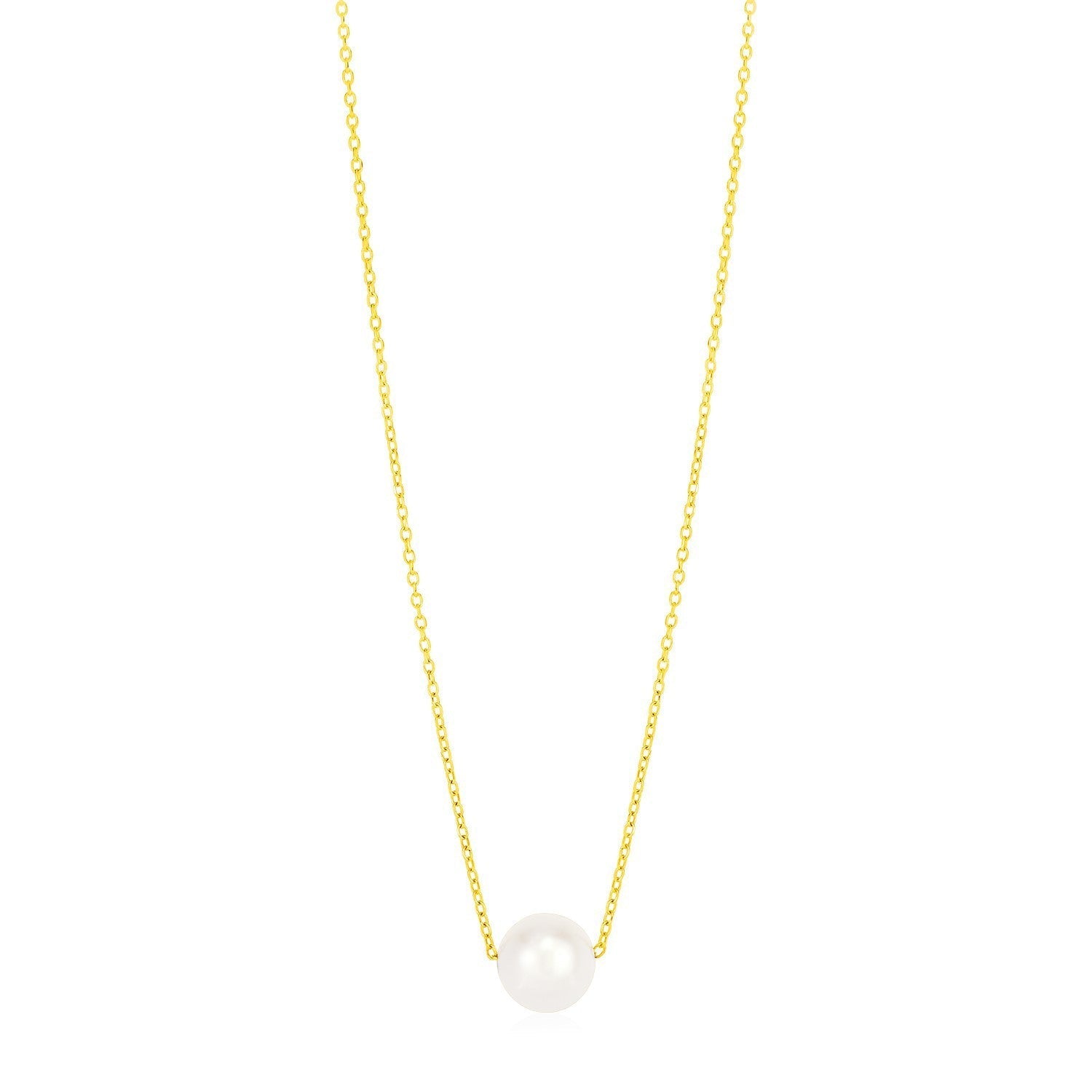 14k Yellow Gold Pearl Solitaire Necklace  DestGlow