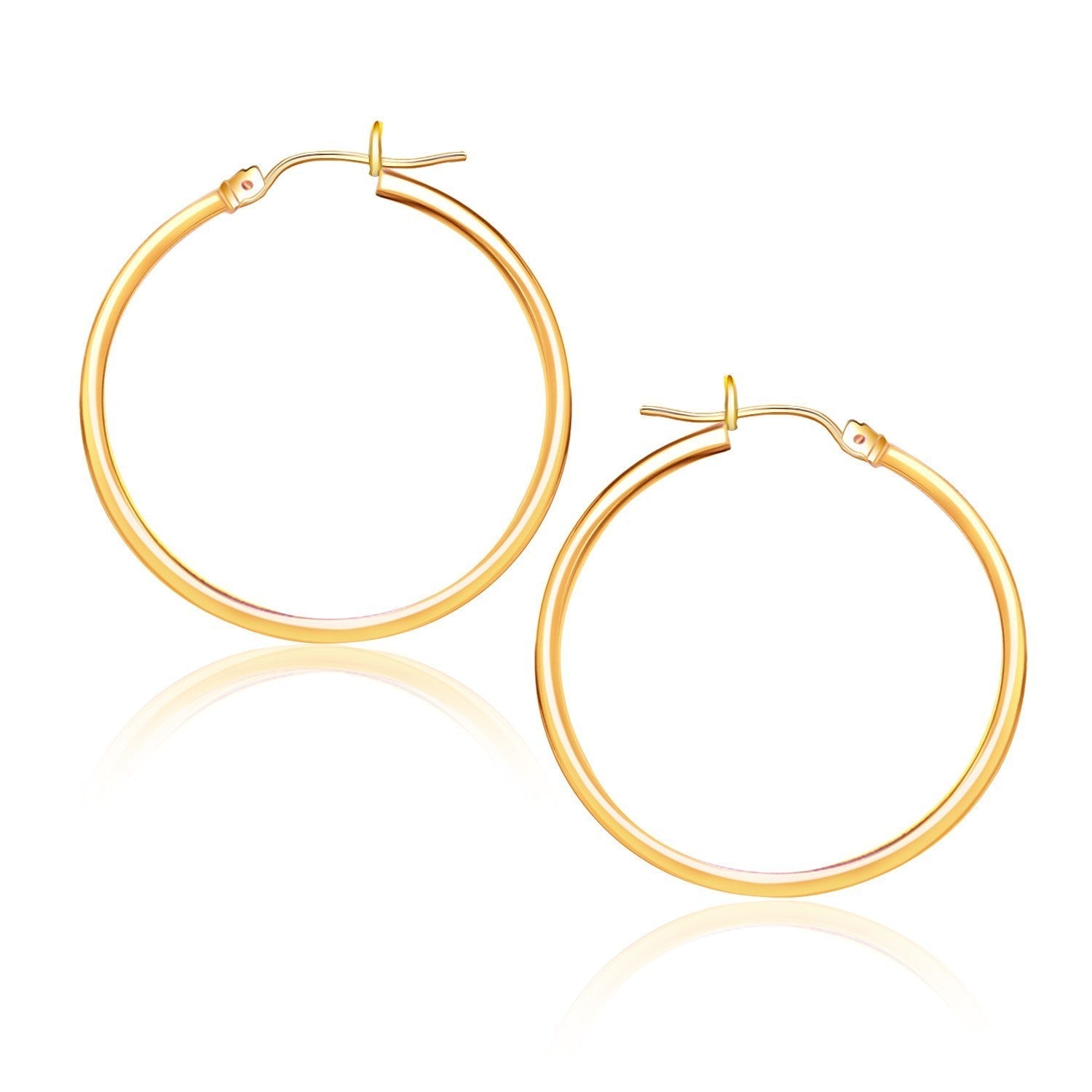 14k Yellow Gold Polished Hoop Earrings (25 mm)  DestGlow