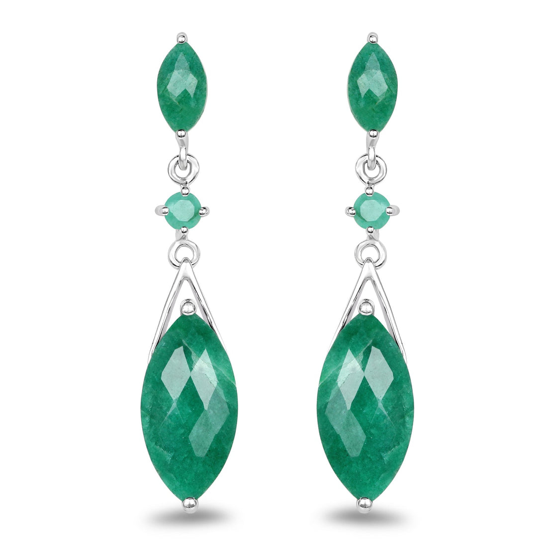 8.52 Carat Dyed Emerald &amp; Emerald .925 Sterling Silver Earrings by Avera Group