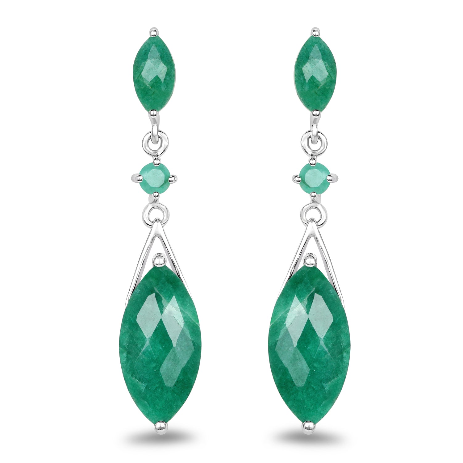 8.52 Carat Dyed Emerald &amp; Emerald .925 Sterling Silver Earrings by Avera Group