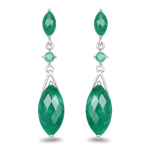 8.52 Carat Dyed Emerald &amp; Emerald .925 Sterling Silver Earrings by Bids.com