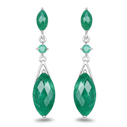 8.52 Carat Dyed Emerald &amp; Emerald .925 Sterling Silver Earrings by Bids.com