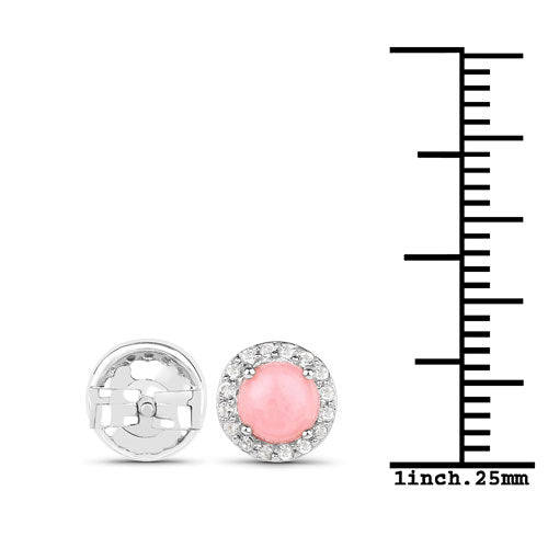 1.36 Carat Genuine Pink Opal and White Topaz .925 Sterling Silver Earrings  DestGlow