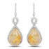 10.04 Carat Genuine Golden Rutile And White Topaz .925 Sterling Silver Earrings 