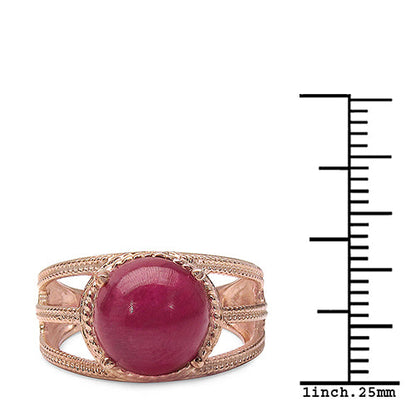 14K Rose Gold Plated 6.55 Carat Genuine Glass Filled Ruby .925 Sterling Silver Ring by Bids.com