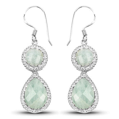 11.82 Carat Genuine Aquamarine .925 Sterling Silver Earrings  DestGlow