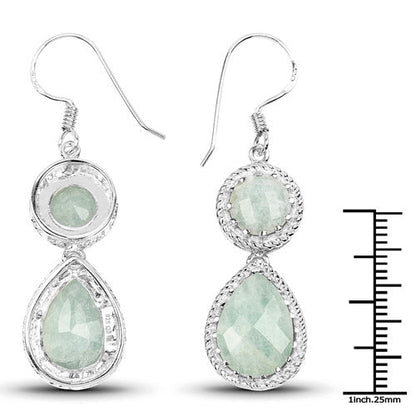 11.82 Carat Genuine Aquamarine .925 Sterling Silver Earrings  DestGlow