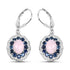 4.00 Carat Genuine Opal Pink, Blue Sapphire and White Topaz .925 Sterling Silver Earrings 