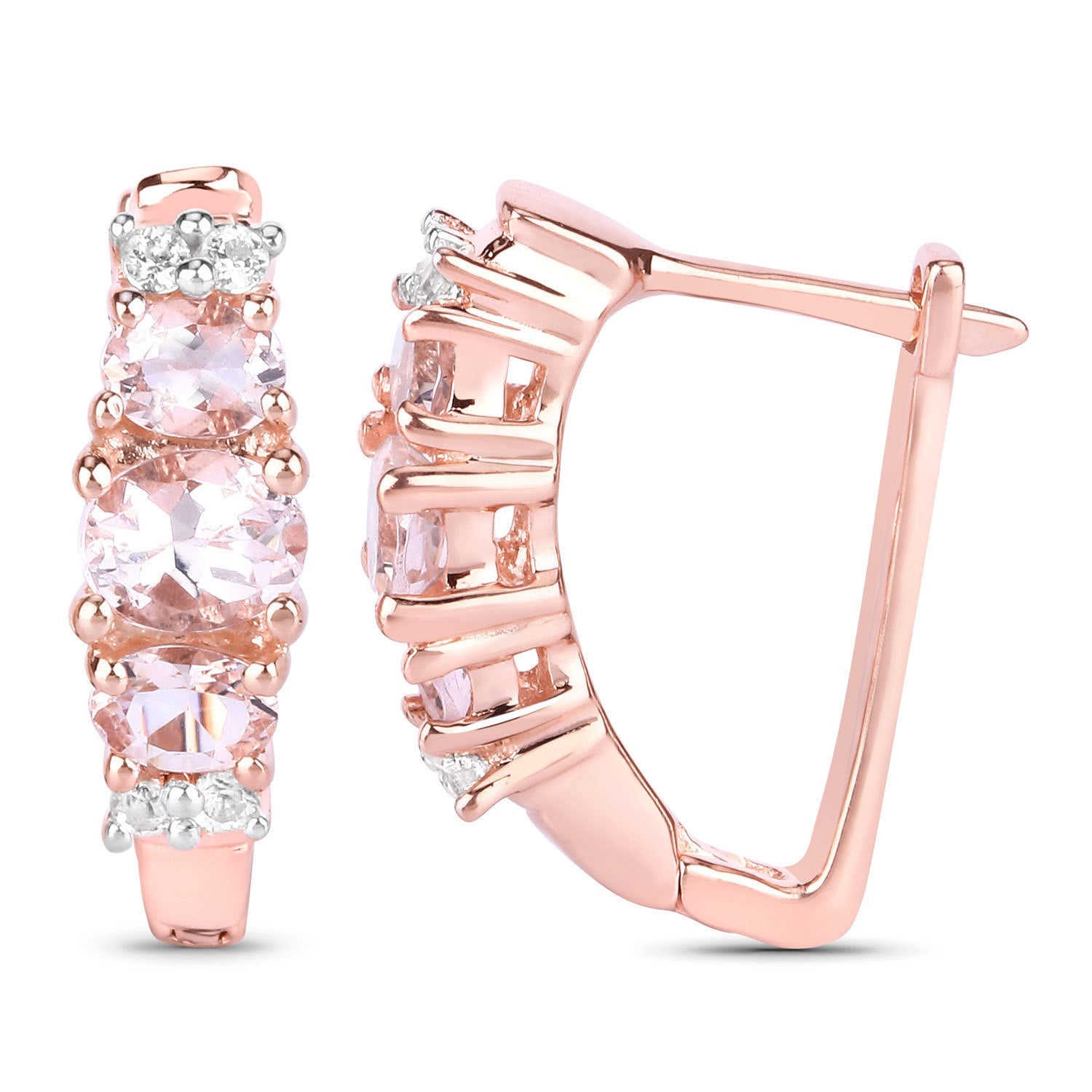 1.32 Carat Genuine Morganite and White Topaz .925 Sterling Silver Earrings by Bids.com