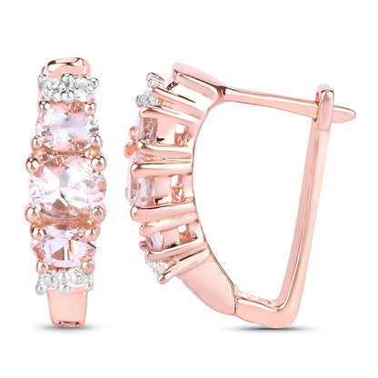1.32 Carat Genuine Morganite and White Topaz .925 Sterling Silver Earrings by Bids.com