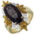 14K Yellow Gold Plated 7.07 Carat Genuine Smoky Quartz, Citrine & White Diamond .925 Sterling Silver Ring by Bids.com