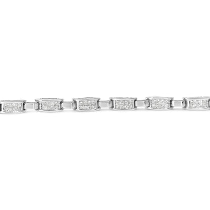 14K White Gold 2.0 Cttw Princess Cut Invisible Set Diamond Rectangular Link Bracelet (I-J Color, I1-I2 Clarity) - 7.25" by Bids.com