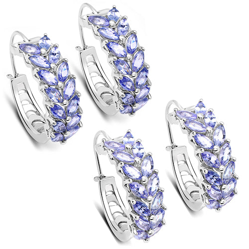 3.92 Carat Genuine Tanzanite .925 Sterling Silver Earrings by Bids.com
