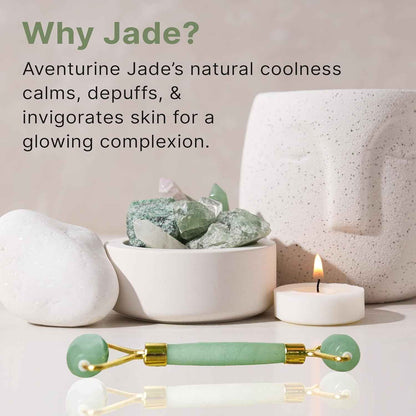 Jade Roller for Face - Smoothes Fine Lines &amp; Wrinkles, Face Massager Skin Care Tools with Small Eye Roller for Puffy Eyes, De-Puffing &amp; Firming Facial Tool, Self Care Gifts for Women
