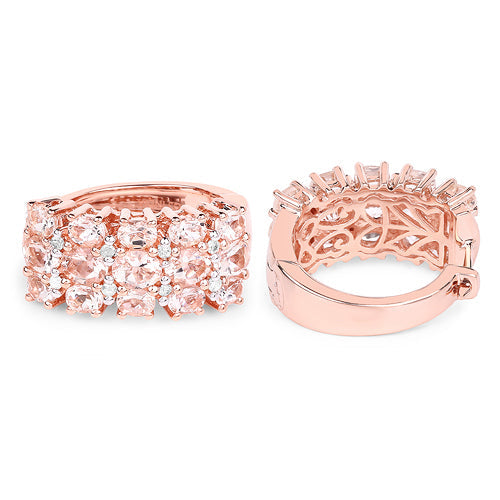 14K Rose Gold Plated 5.94 Carat Genuine Morganite and White Diamond .925 Sterling Silver Earrings  DestGlow