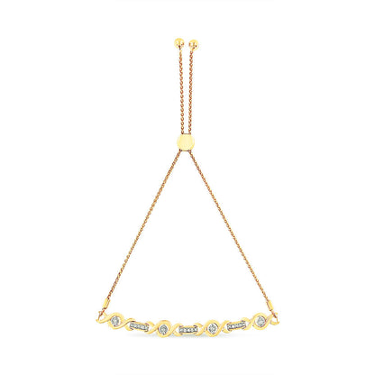 14K Yellow Gold Plated .925 Sterling Silver Channel Set Diamond Accent Twist 4â€-10â€ Adjustable Bolo Bracelet (I-J Color, I3 Clarity) by Bids.com