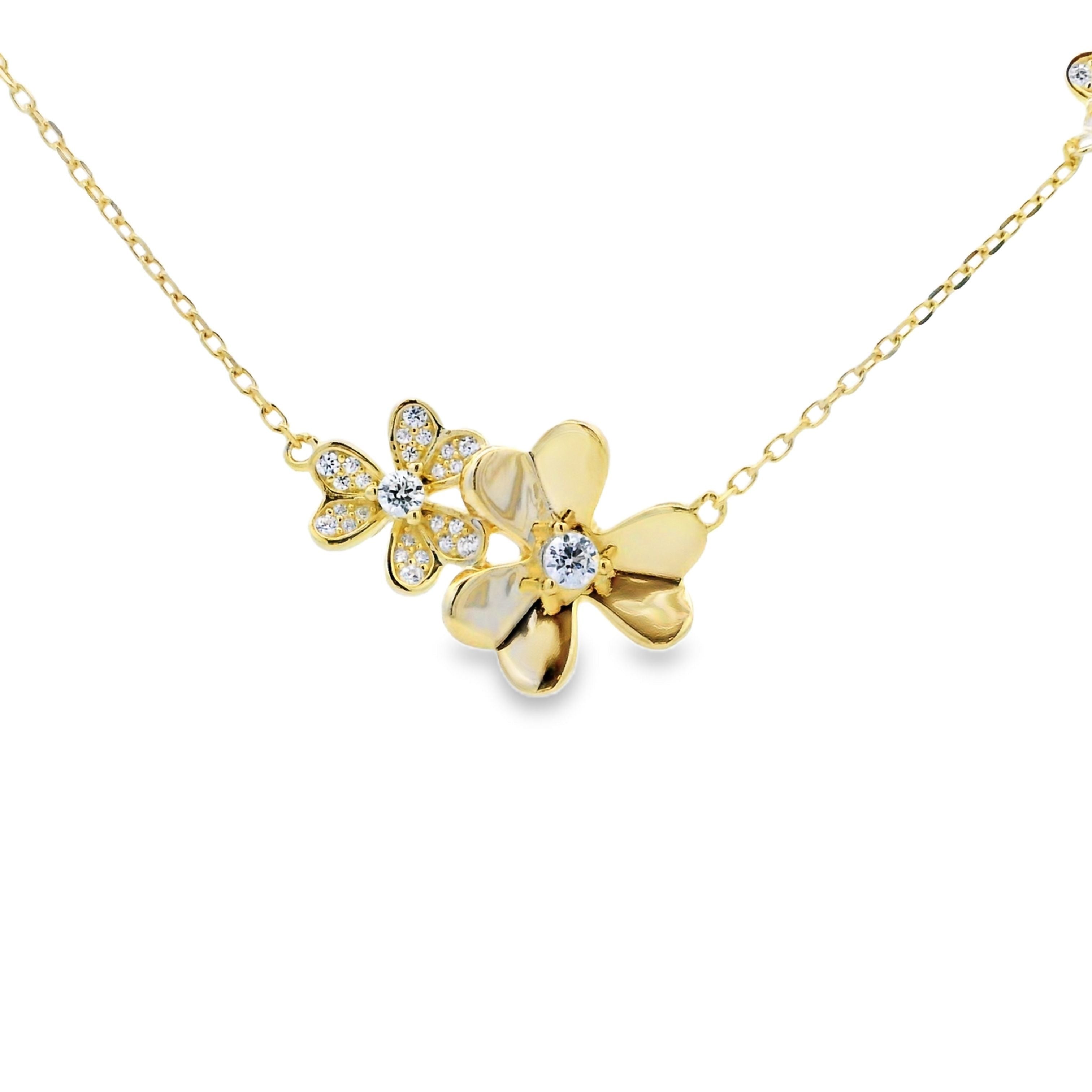 Genuine Cubic Zirconia Flower Pendant Sterling Silver by Bids.com