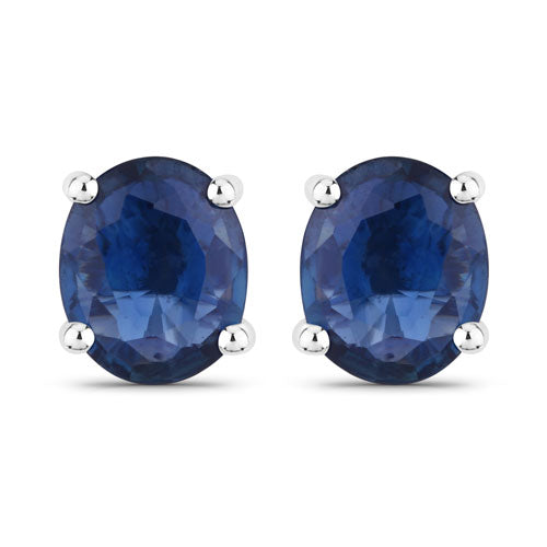 0.68 Carat Genuine Blue Sapphire 14K White Gold Earrings  DestGlow