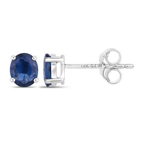 0.68 Carat Genuine Blue Sapphire 14K White Gold Earrings  DestGlow