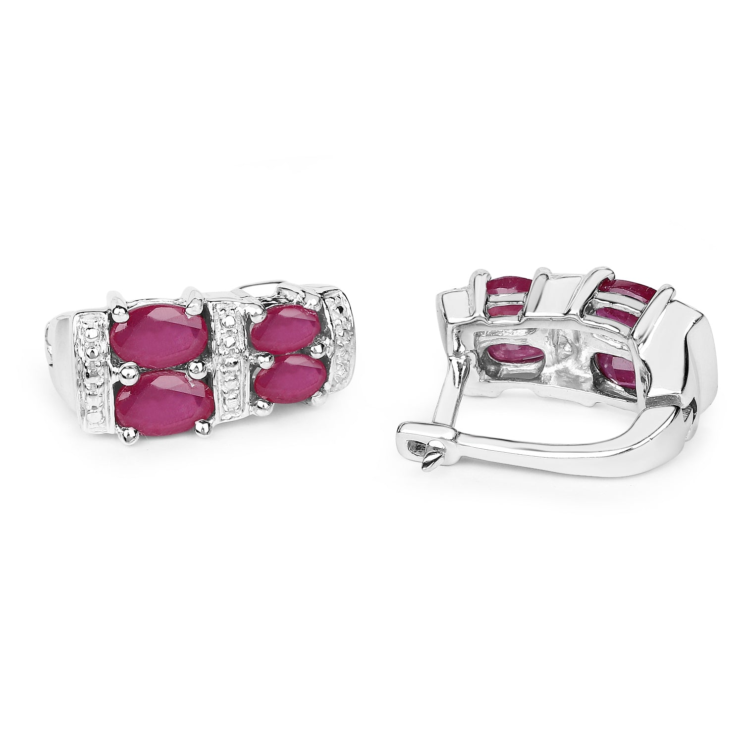 3.20 Carat Glass Filled Ruby .925 Sterling Silver Earrings by Bids.com