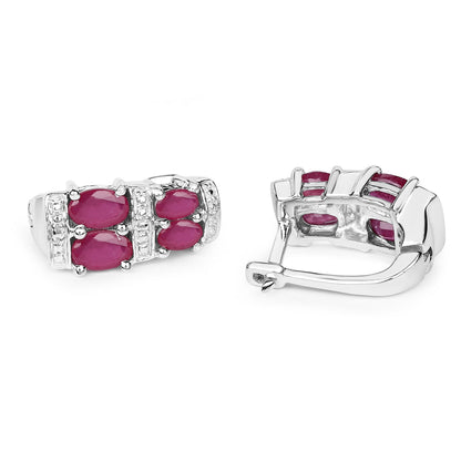 3.20 Carat Glass Filled Ruby .925 Sterling Silver Earrings by Bids.com