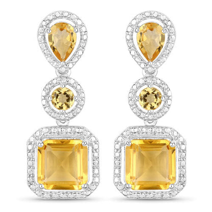 7.580 Carat Genuine Citrine .925 Sterling Silver Earrings  DestGlow