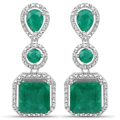 7.85 Carat Dyed Emerald .925 Sterling Silver Earrings  DestGlow