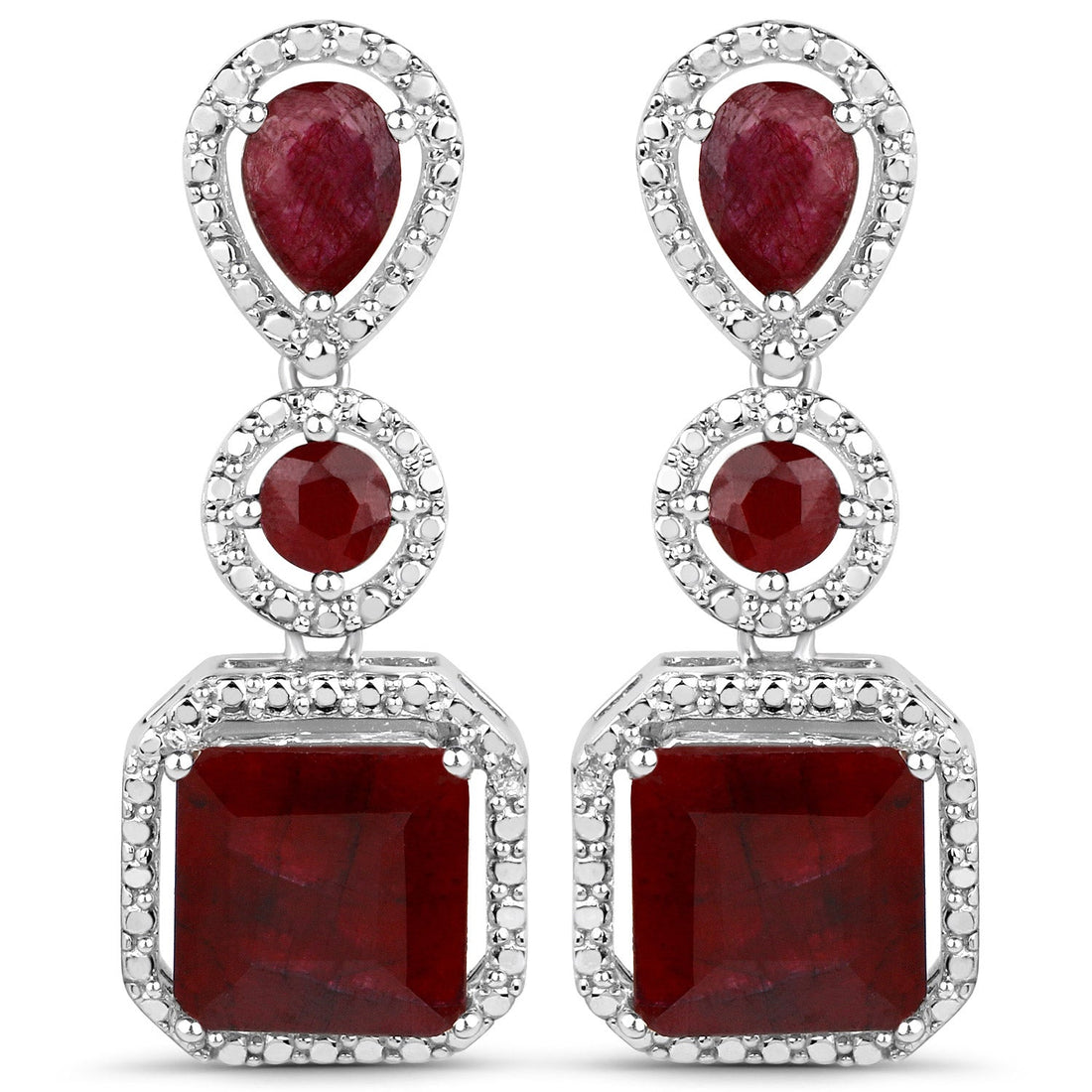 11.34 Carat Dyed Ruby .925 Sterling Silver Earrings 