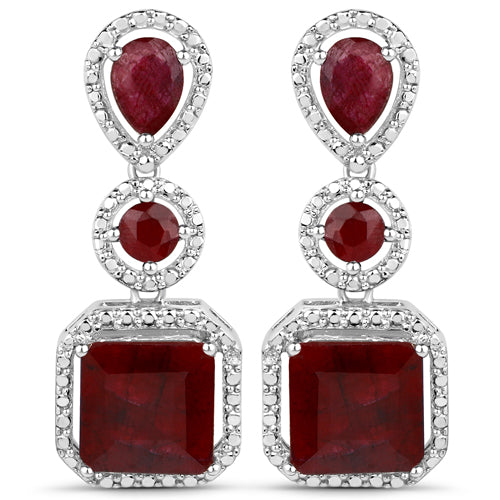11.34 Carat Dyed Ruby .925 Sterling Silver Earrings  DestGlow