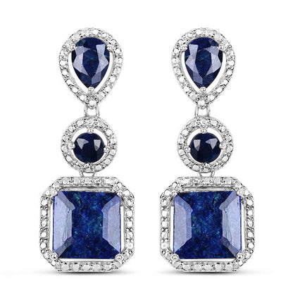 11.62 Carat Dyed Sapphire .925 Sterling Silver Earrings by Bids.com