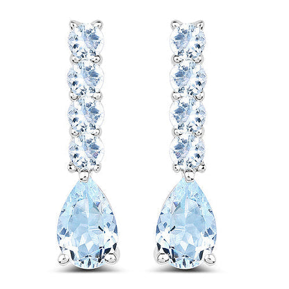 2.40 Carat Genuine Aquamarine .925 Sterling Silver Earrings  DestGlow