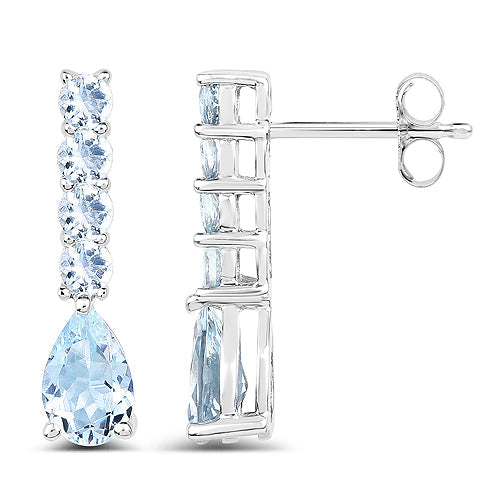2.40 Carat Genuine Aquamarine .925 Sterling Silver Earrings  DestGlow