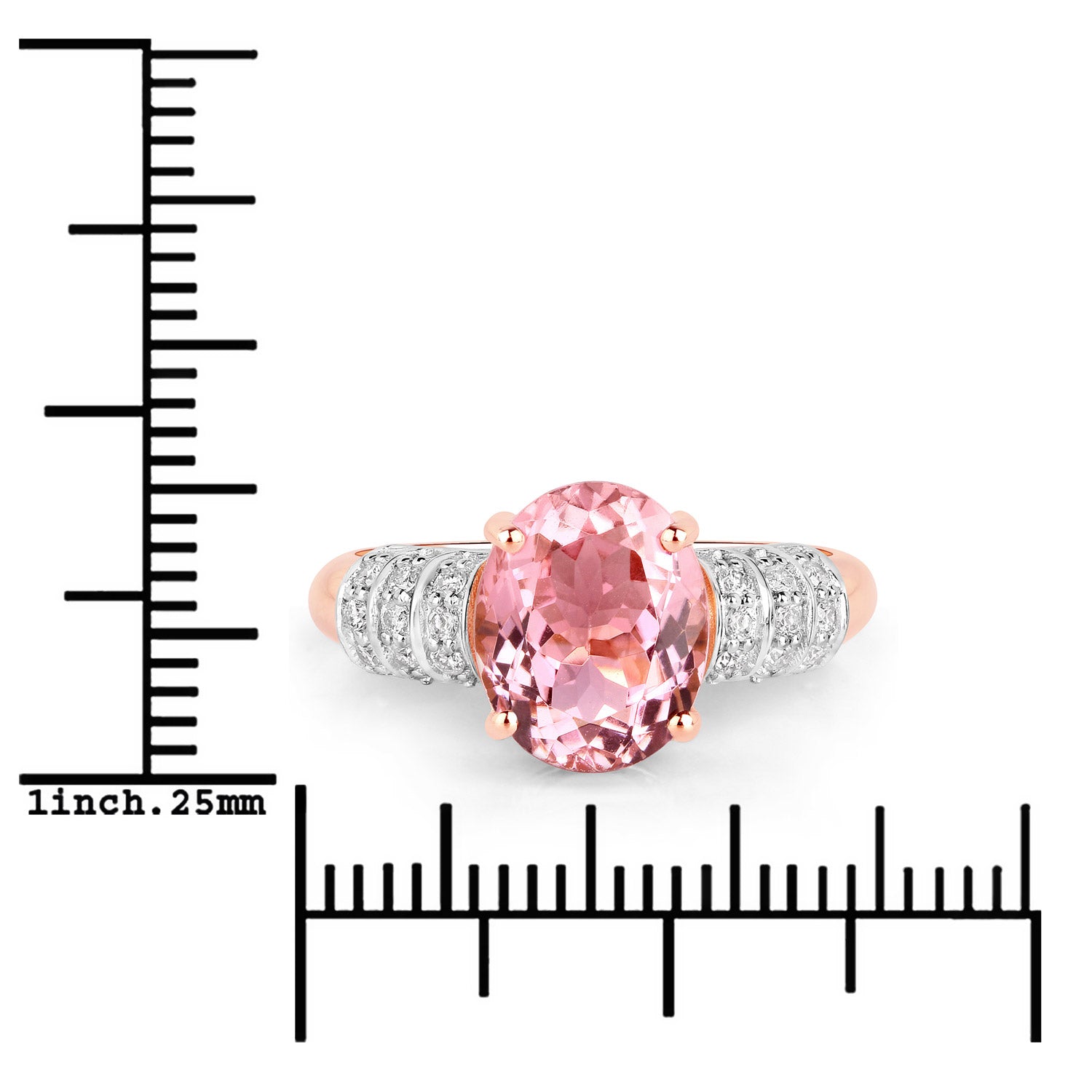 3.11 Carat Genuine Pink Tourmaline and White Diamond 14K Rose Gold Ring by Bids.com