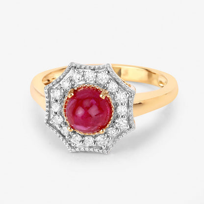 2.01 Carat Genuine Ruby and White Diamond 14K Yellow Gold Ring by Bids.com
