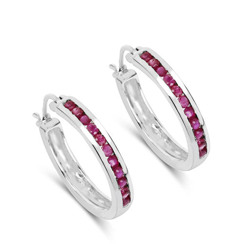 0.99 Carat Genuine Ruby .925 Sterling Silver Earrings  DestGlow