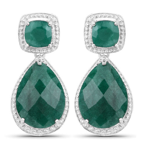26.00 Carat Dyed Emerald .925 Sterling Silver Earrings  DestGlow