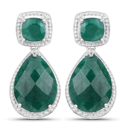 26.00 Carat Dyed Emerald .925 Sterling Silver Earrings  DestGlow